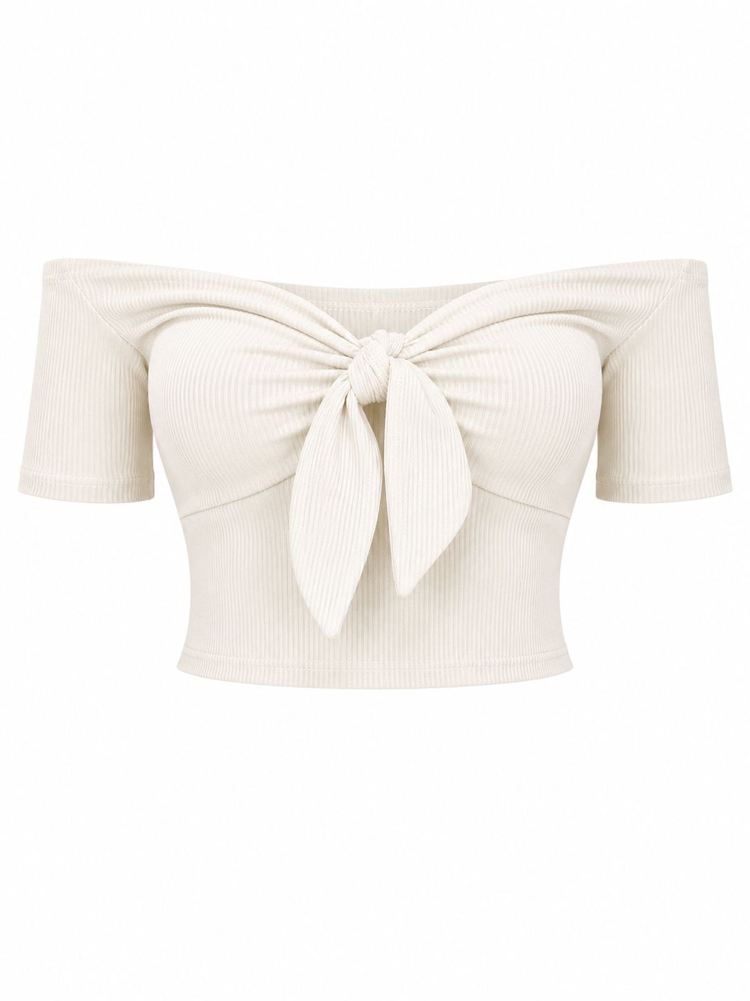 Ivory Off-Shoulder Knot Top