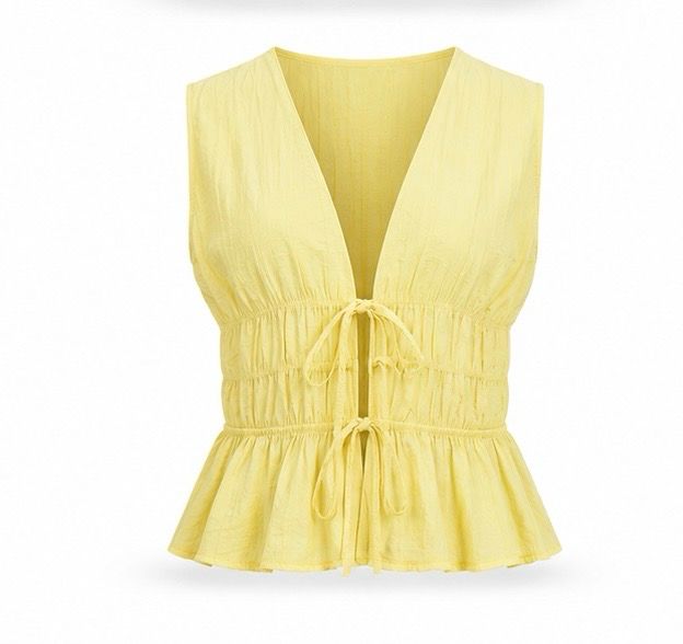 Butter Glow Tie-Front Peplum Top