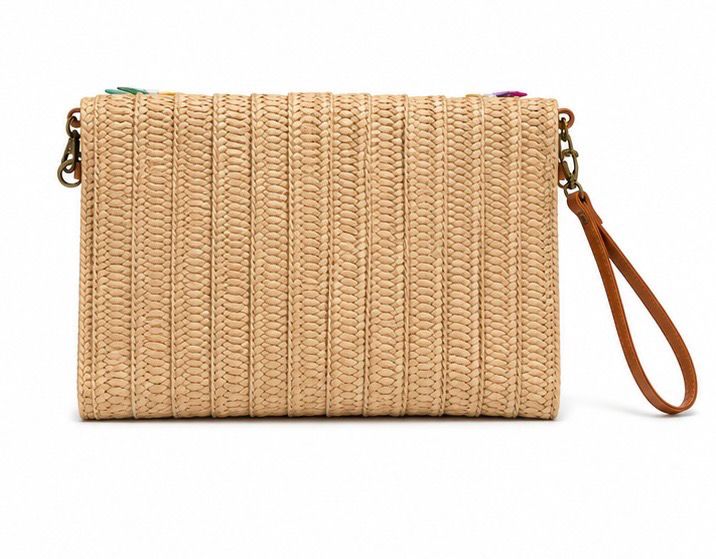 Colorful Beaded Tan Clutch