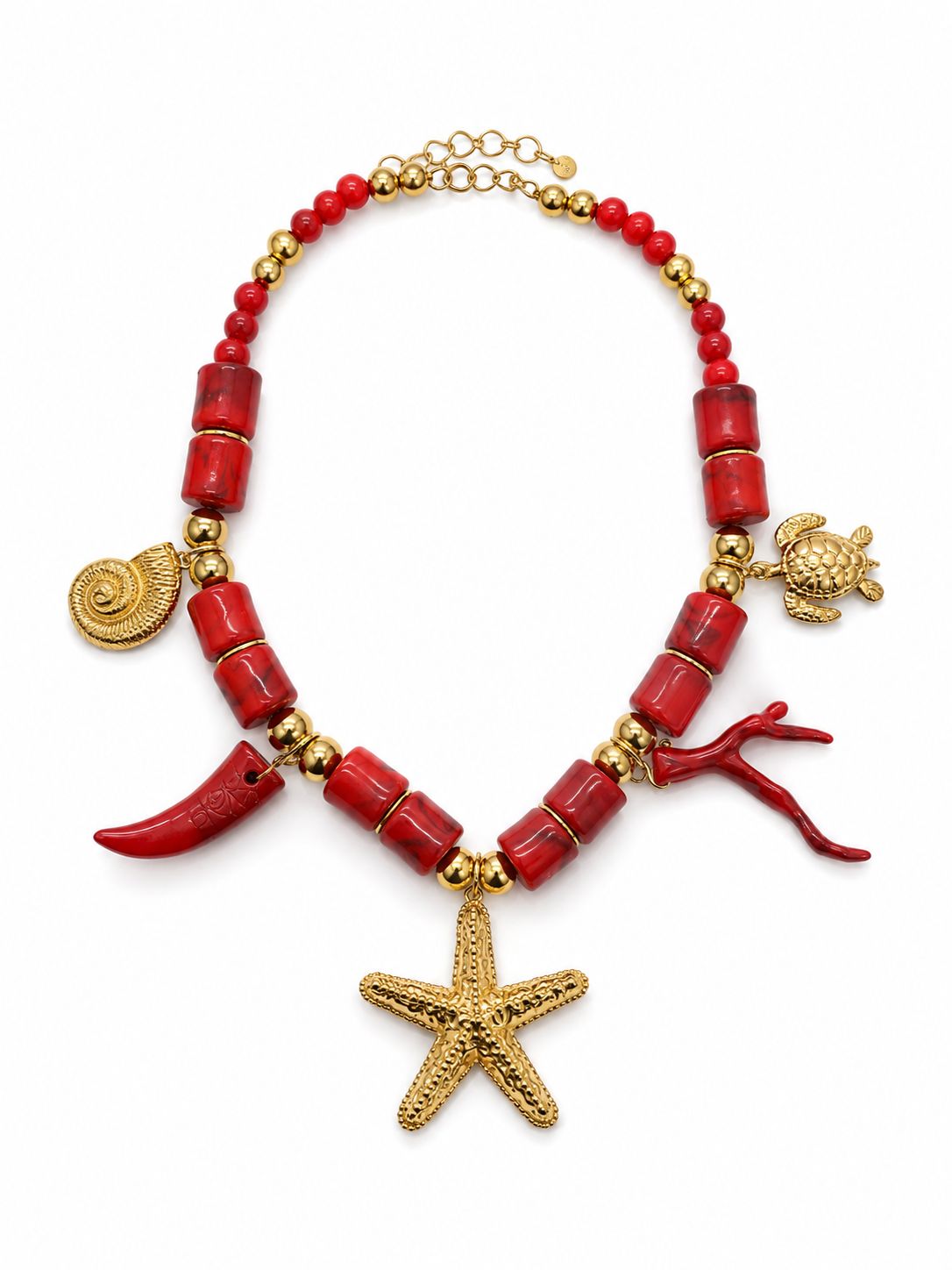 Red Ocean Inspired Charms Necklace