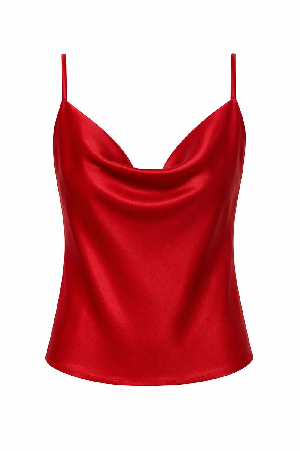 Red Satin Draped Blouse (One Size)