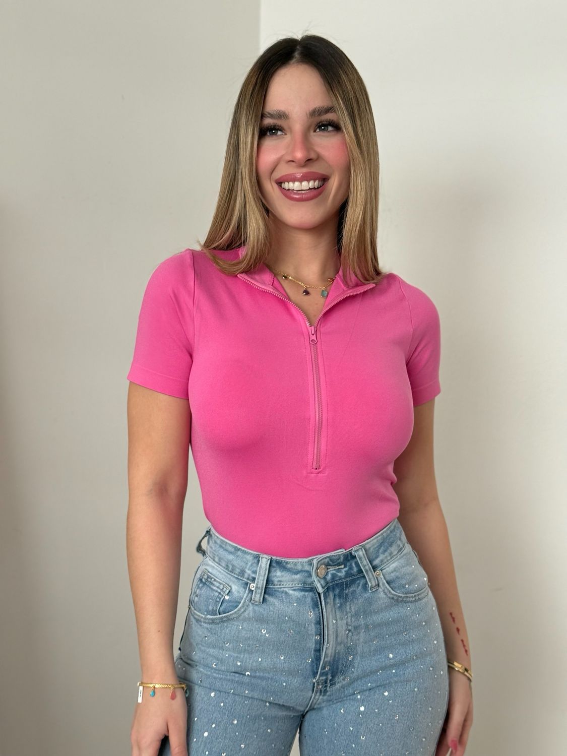 Pink Zip-Up One Size Top