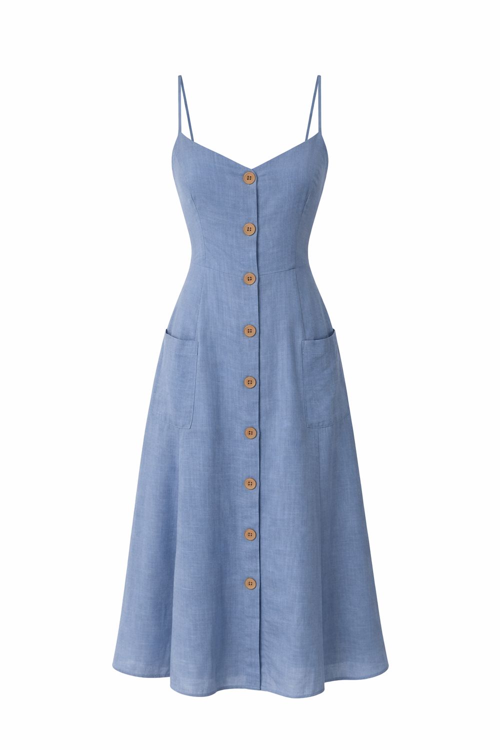 Dusty Blue Button Dress