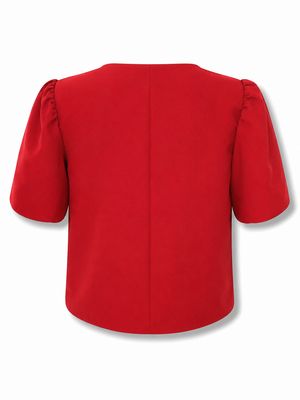 Ruby Elegance Puff Sleeve Top ( One Size)