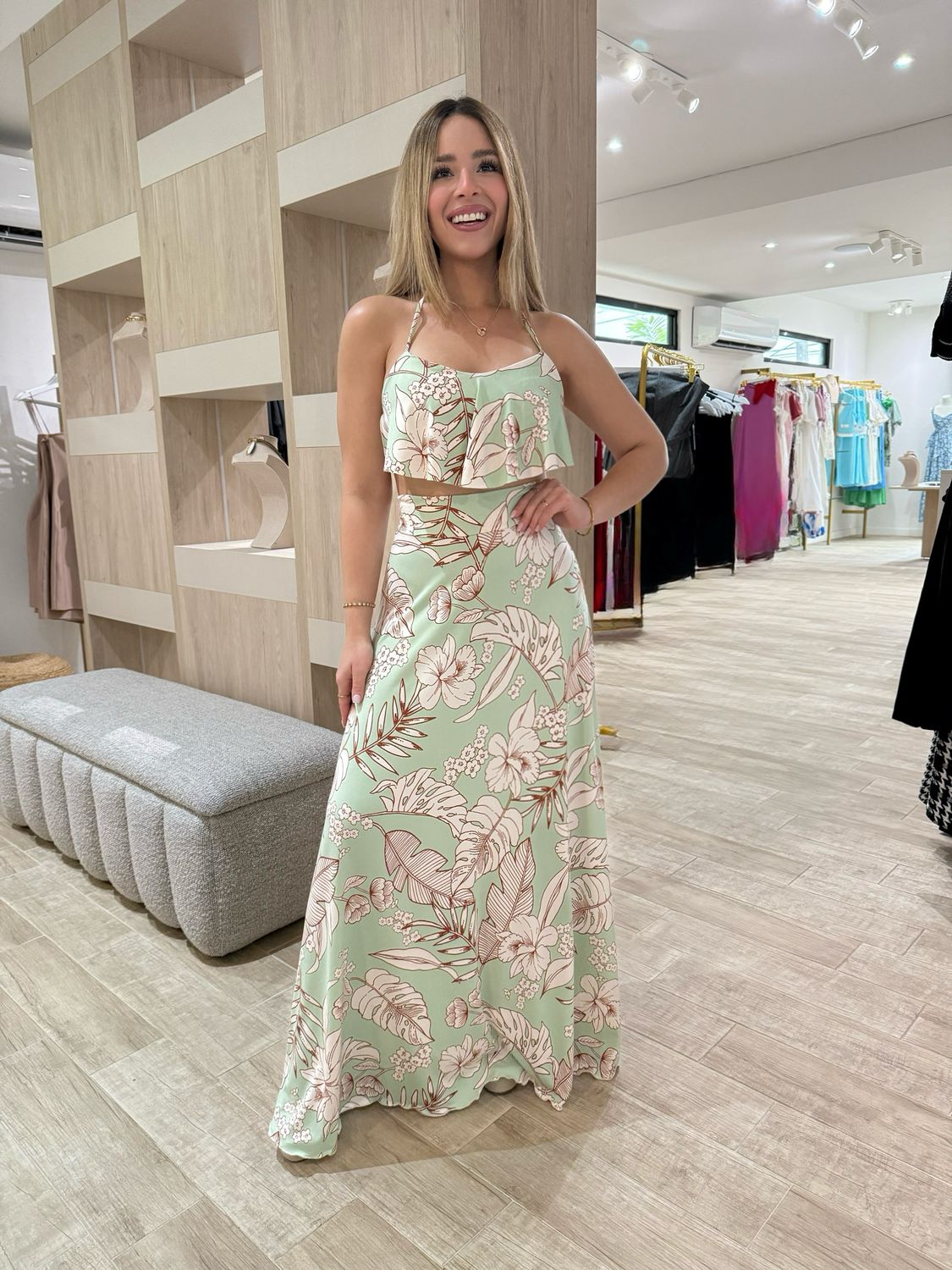 Mint Breeze Top & Skirt Set