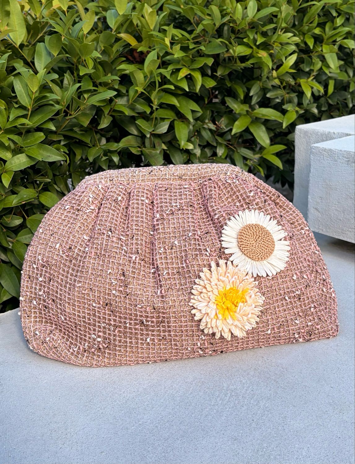 Pink Ethnic Flower Clutch Bag