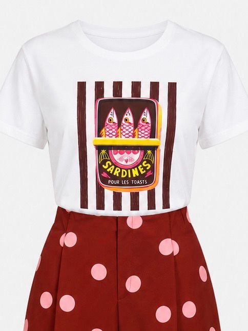Sardines Stripes Graphic Tee