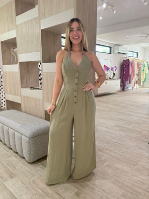 Olive Green Halter Jumpsuit Olive Green Halter Jumpsuit