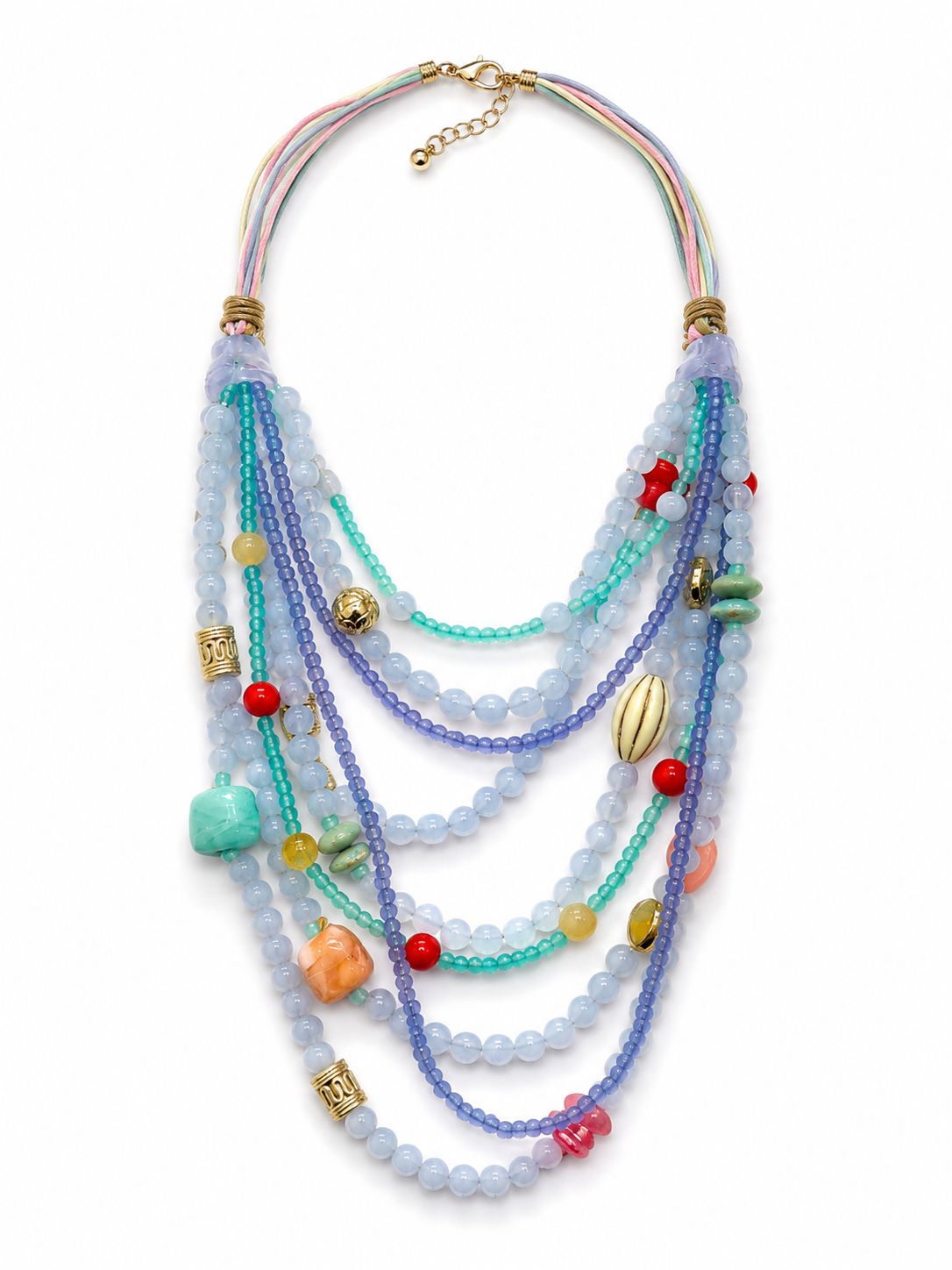 Blue Tones Beads Layered Necklace