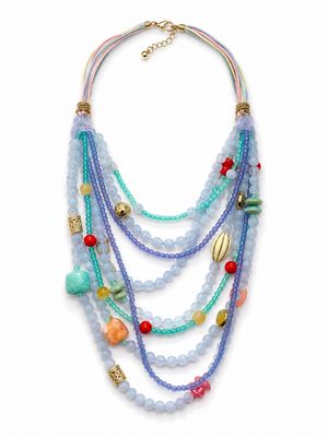 Blue Tones Beads Layered Necklace