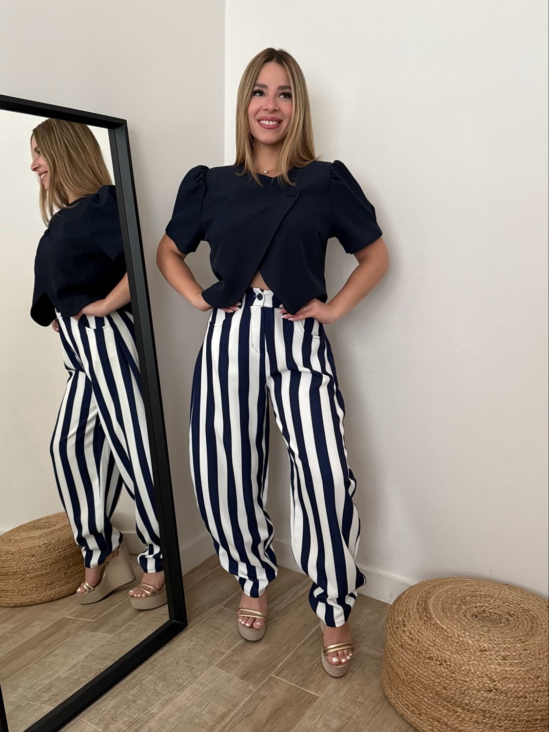 Navy Stripes Barrel Pant (One Size)