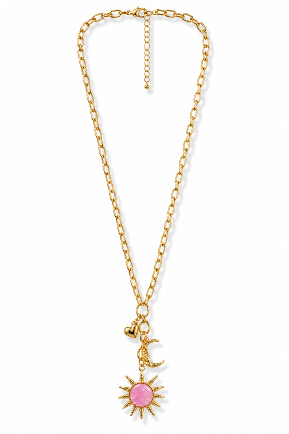 Gold Pink Sun Necklace