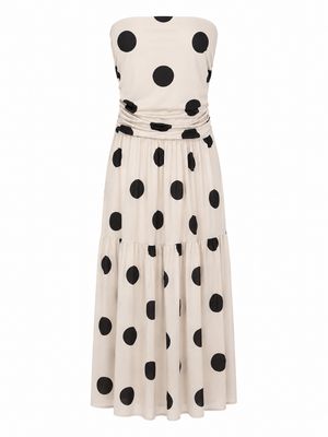 Polka Dot Strapless Maxi Dress