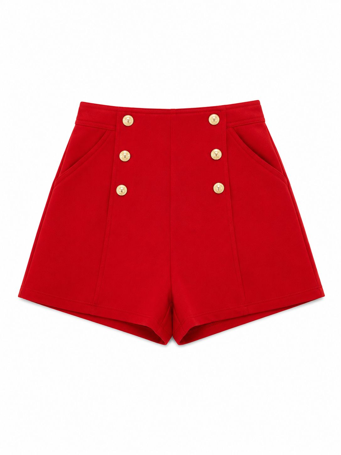 Red Gold Button Shorts
