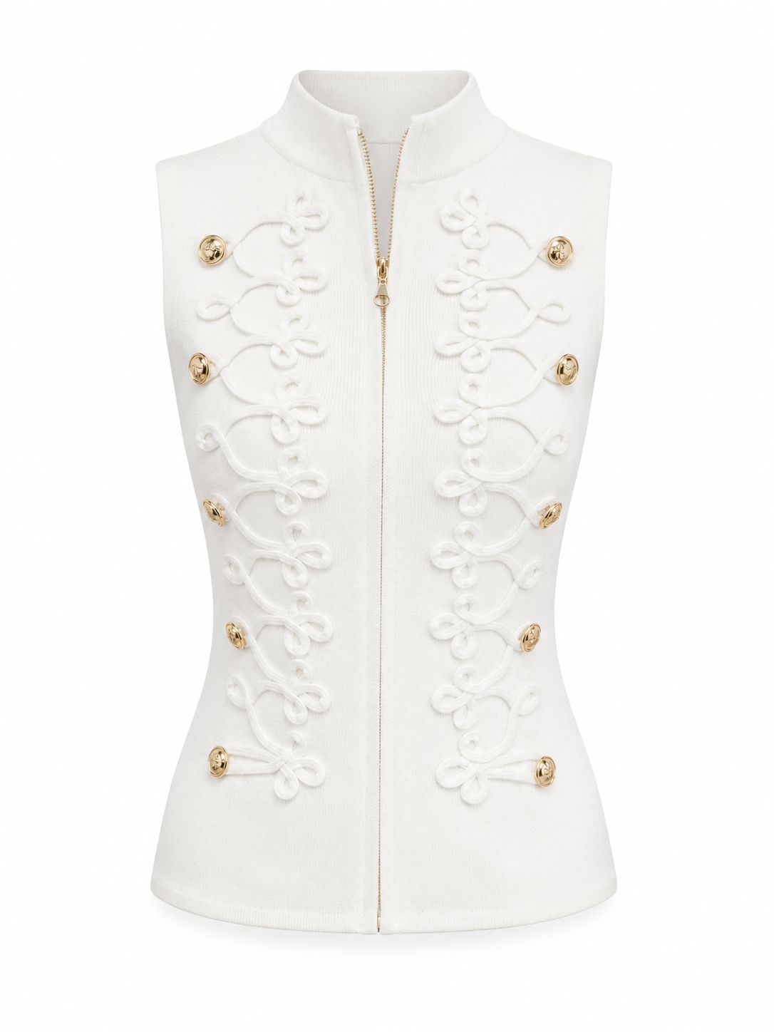 Napoleon Off White Zipper Up Vest