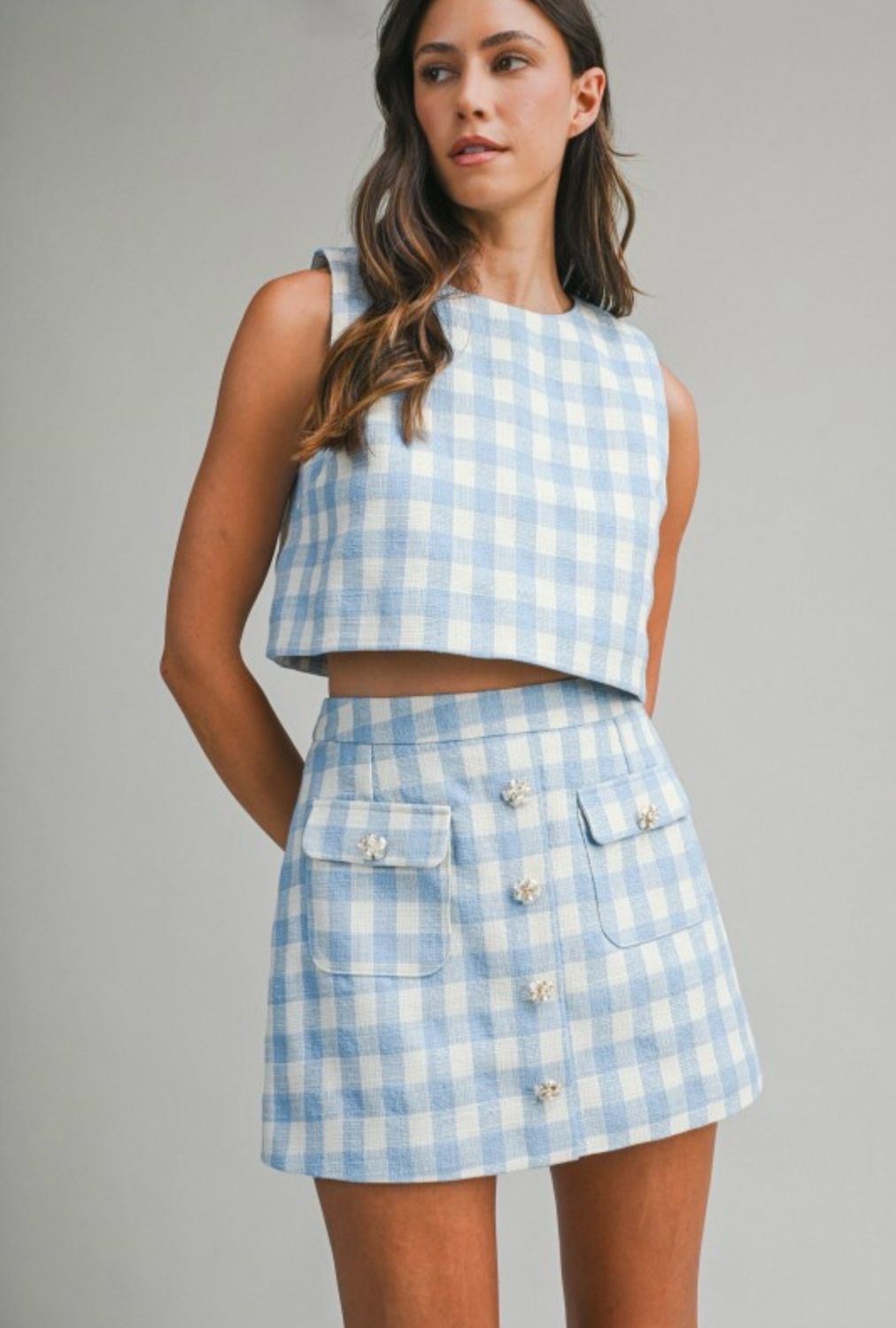 Baby Blue Top & Skirt Set