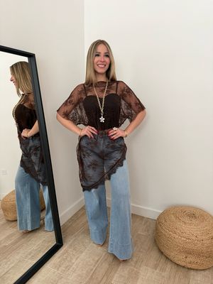 Choco Asymmetric Lace Tunic