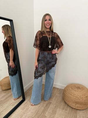 Choco Asymmetric Lace Tunic