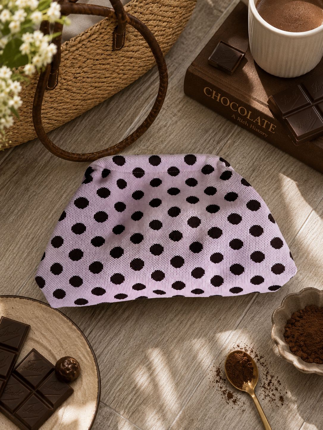 Pink Choco Polka Dots Canvas Slouch Bag