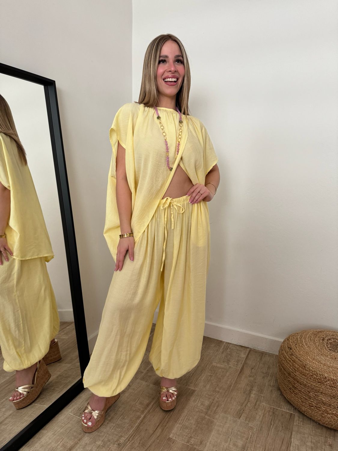 Soft Yellow Resort Top & Pant Set