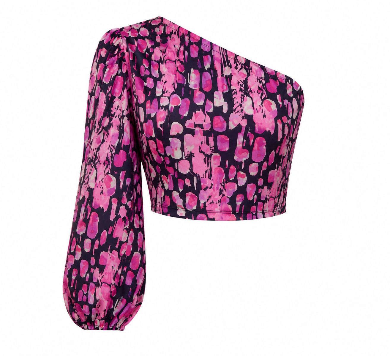 One-Shoulder Fuchsia Bloom Top By Pía