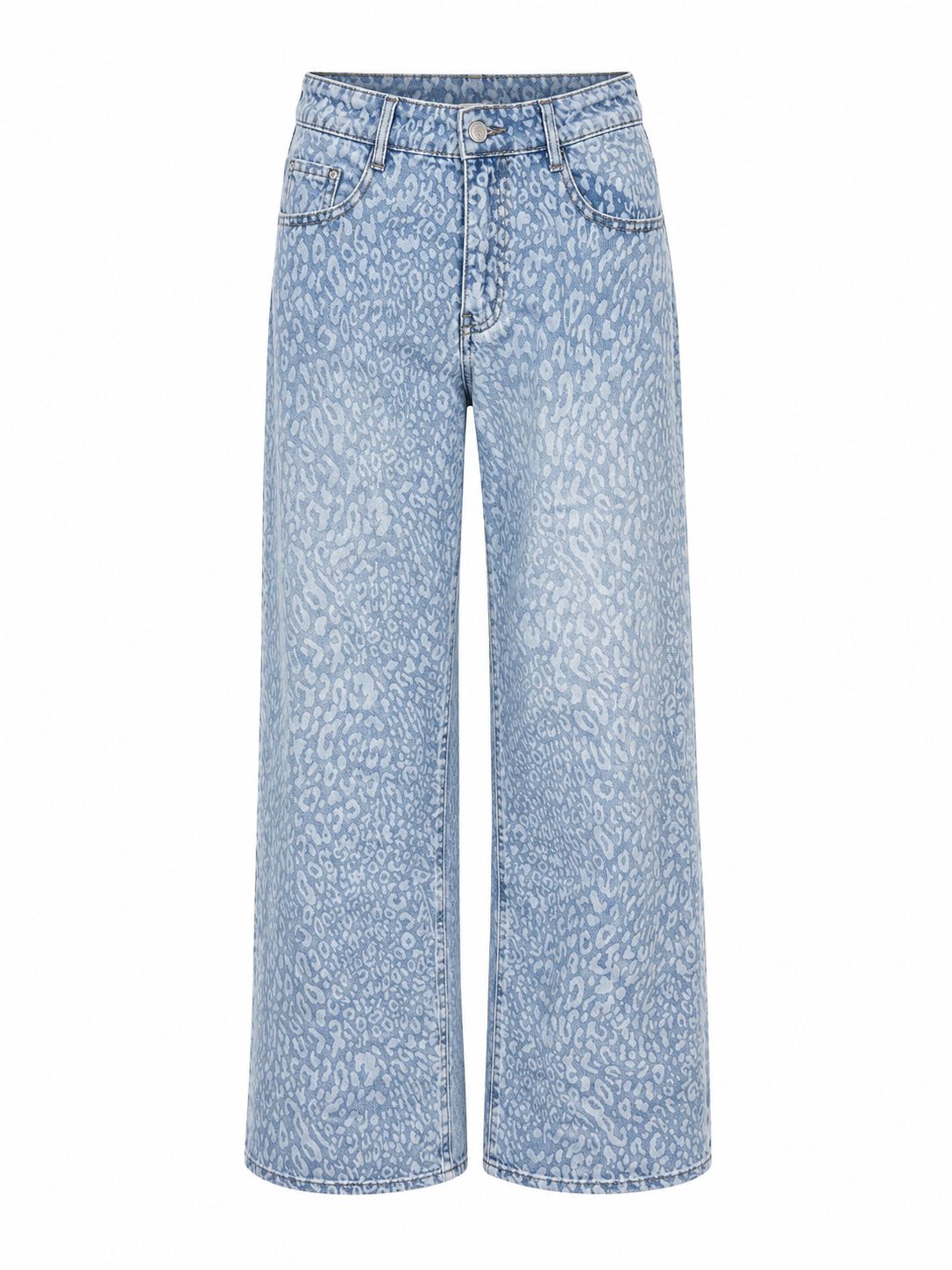 Sky Leopard Wide Leg Jeans
