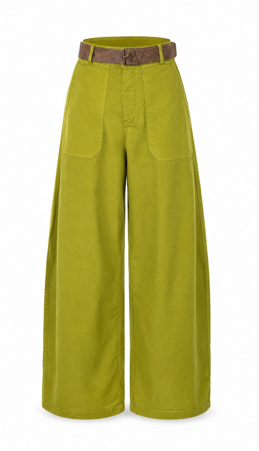 Olive Wide-Leg Utility Pants