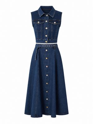 Denim Vest & Midi Skirt Set Denim Vest & Midi Skirt Set
