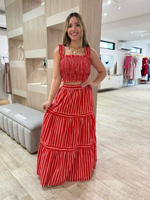 Red Stripes Top & Maxi Skirt Set Red Stripes Top & Maxi Skirt Set