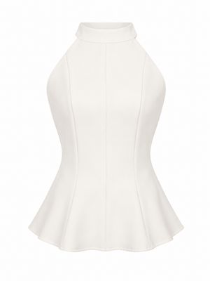 Classic White Peplum Halter Top
