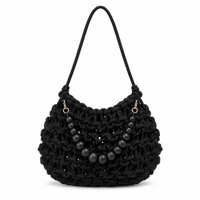 Black Woven Rope Shoulder Bag