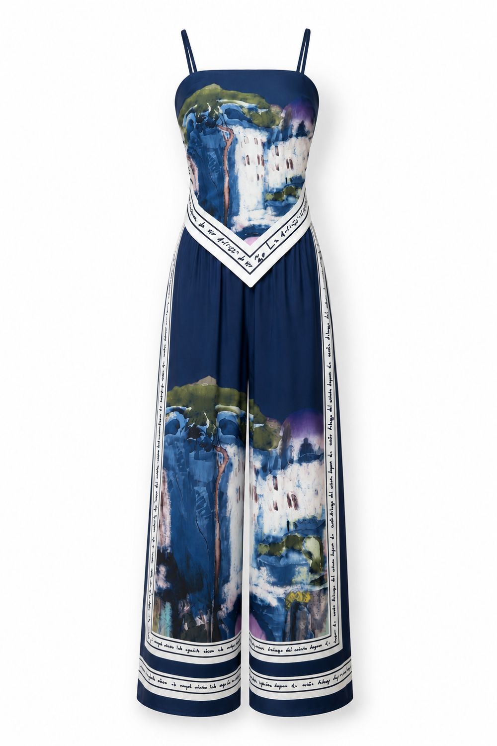 Santorini Blueberry Scarf Print Top & Pant Set (One Size)