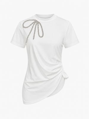 Off White Crystals Bow Top
