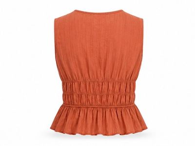 Terracotta Charm Tie-Front Peplum Top
