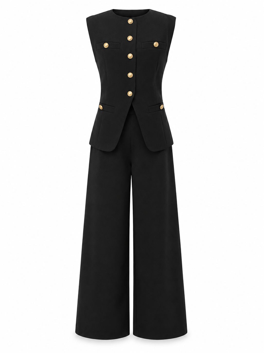 Midnight Tailored Vest & Wide-Leg Pant Set