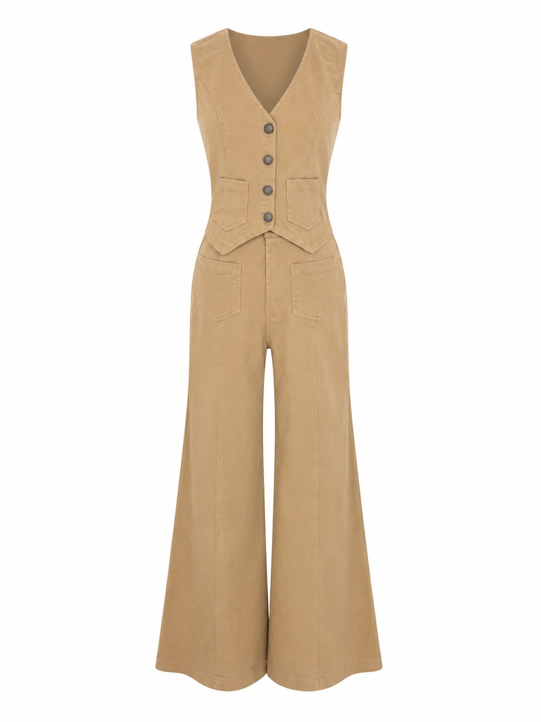 Sand Denim Vest & Pants Set