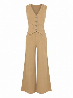 Sand Denim Vest & Pants Set