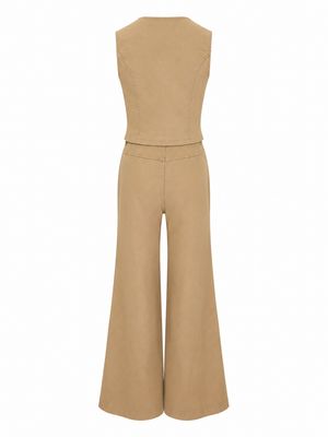 Sand Denim Vest & Pants Set