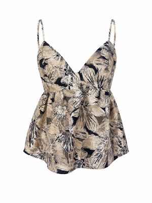 Ivory Navy Peplum Top