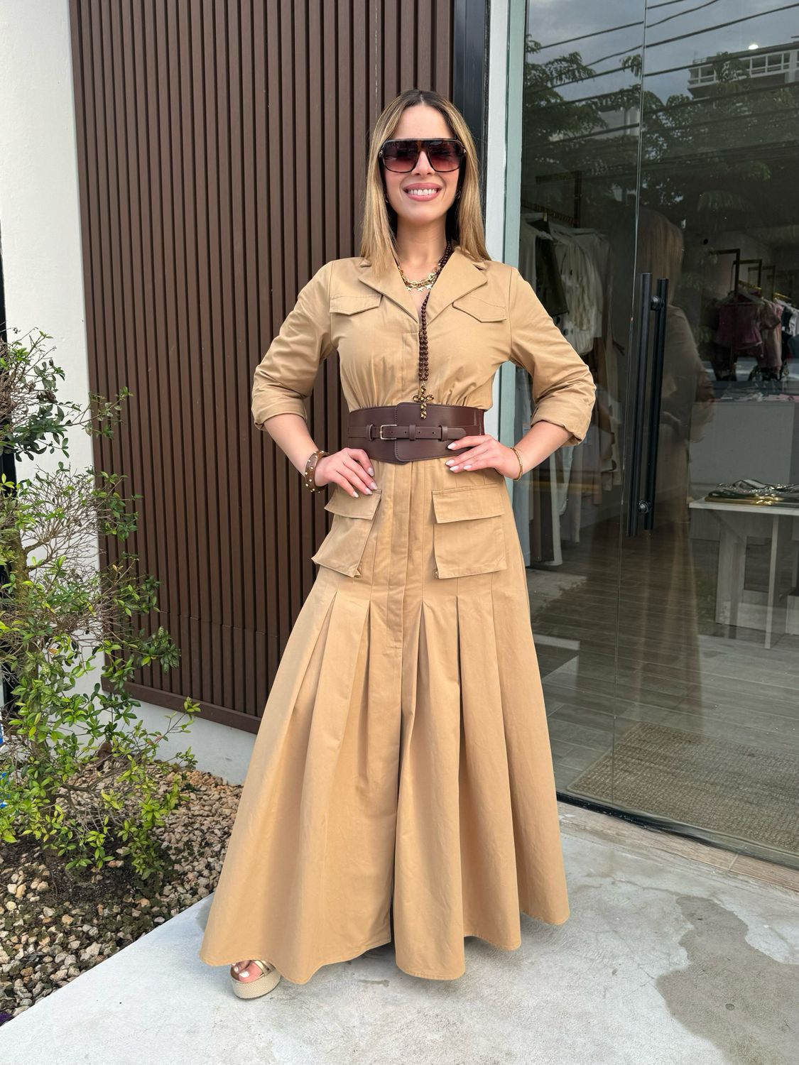 Mocha Belted Maxi Dress
