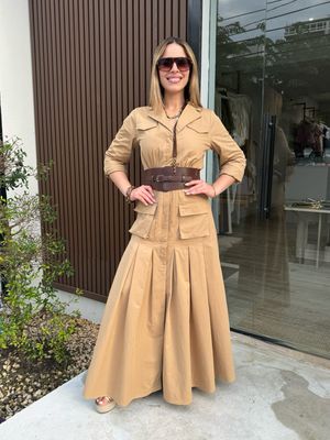 Mocha Belted Maxi Dress