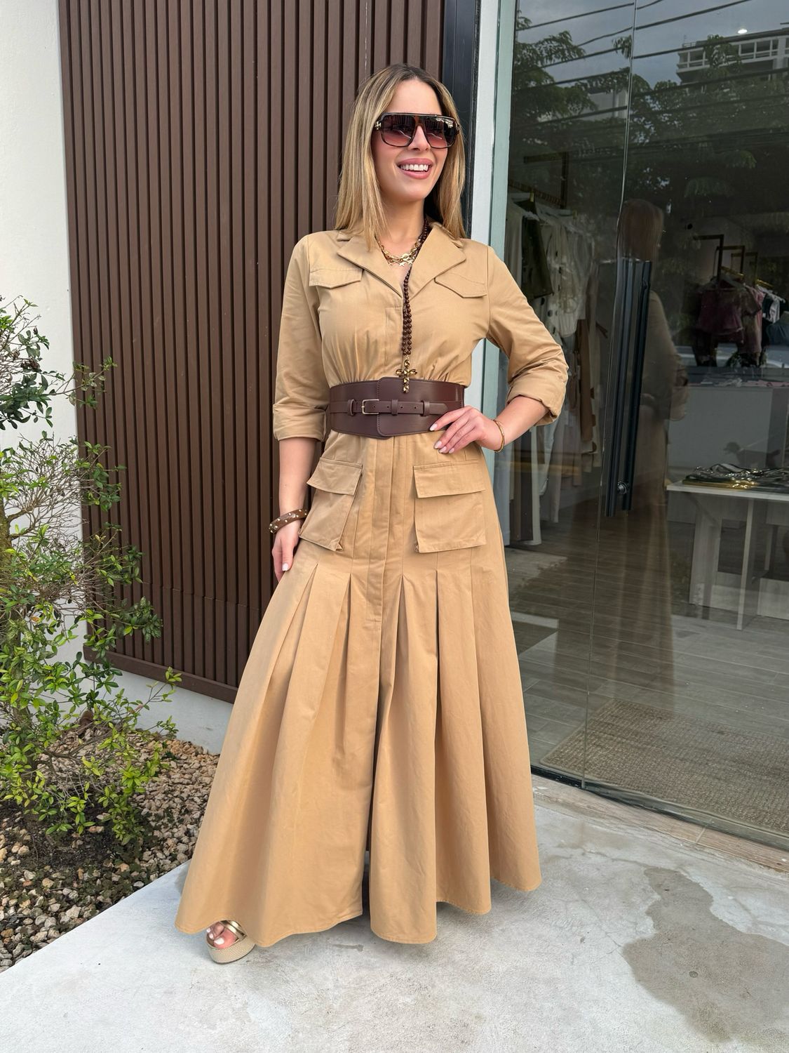 Mocha Belted Maxi Dress