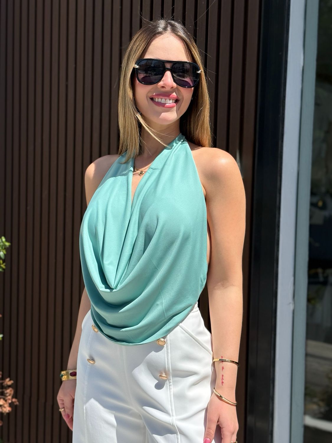 Light Teal Halter Top