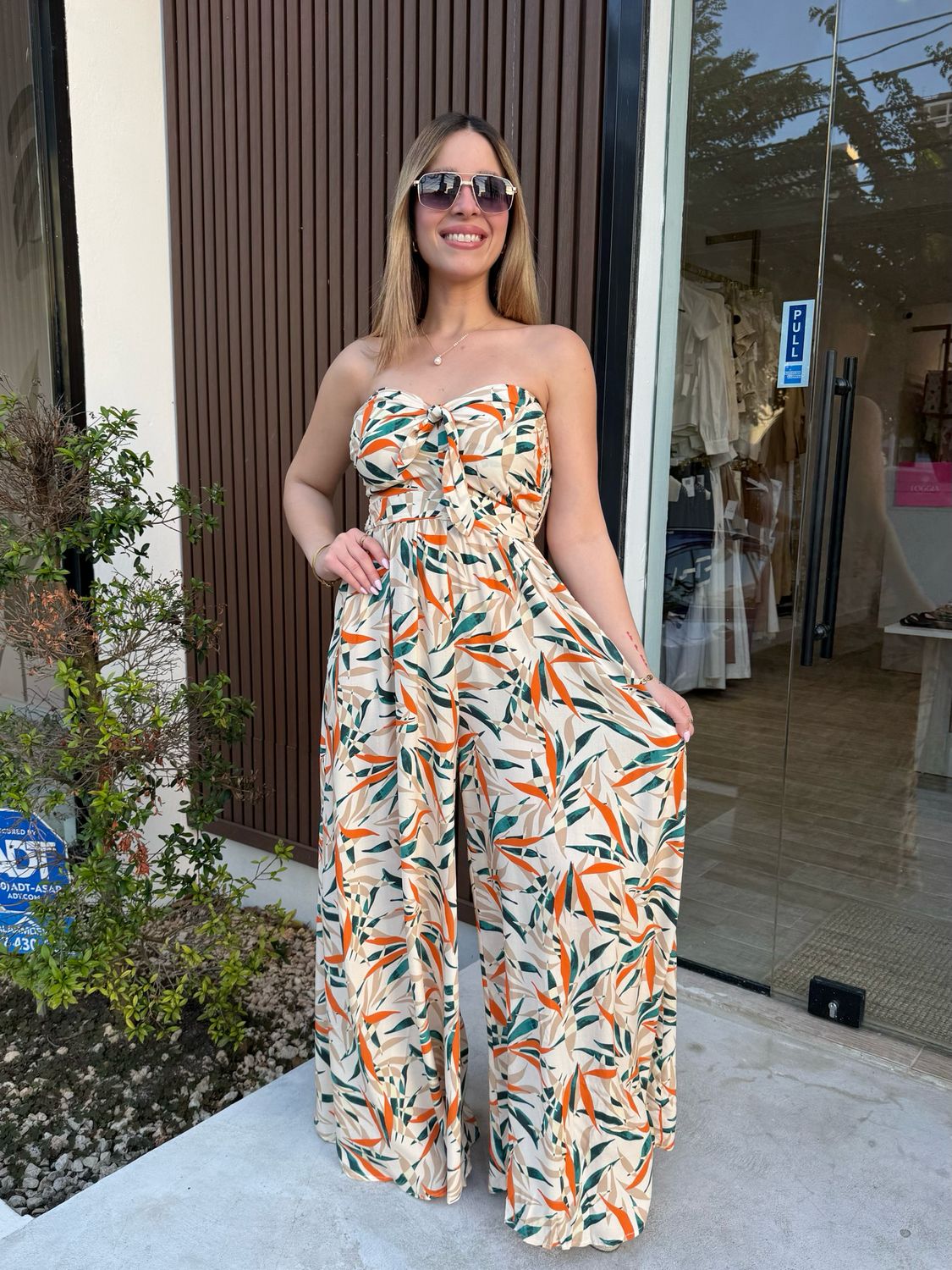Tropical Style Strapless Jumpsuit