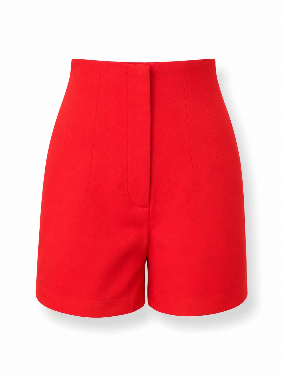 Red High-Waist Tailored Shorts
