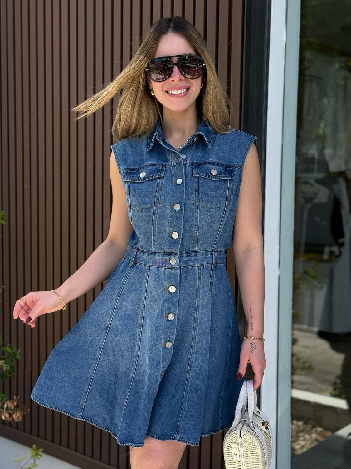 Timeless Denim Fit & Flared Dress