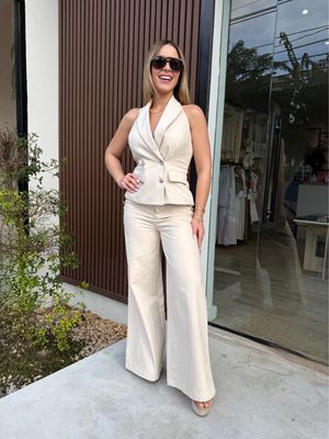 Ecru Halter Vest & Pant Set