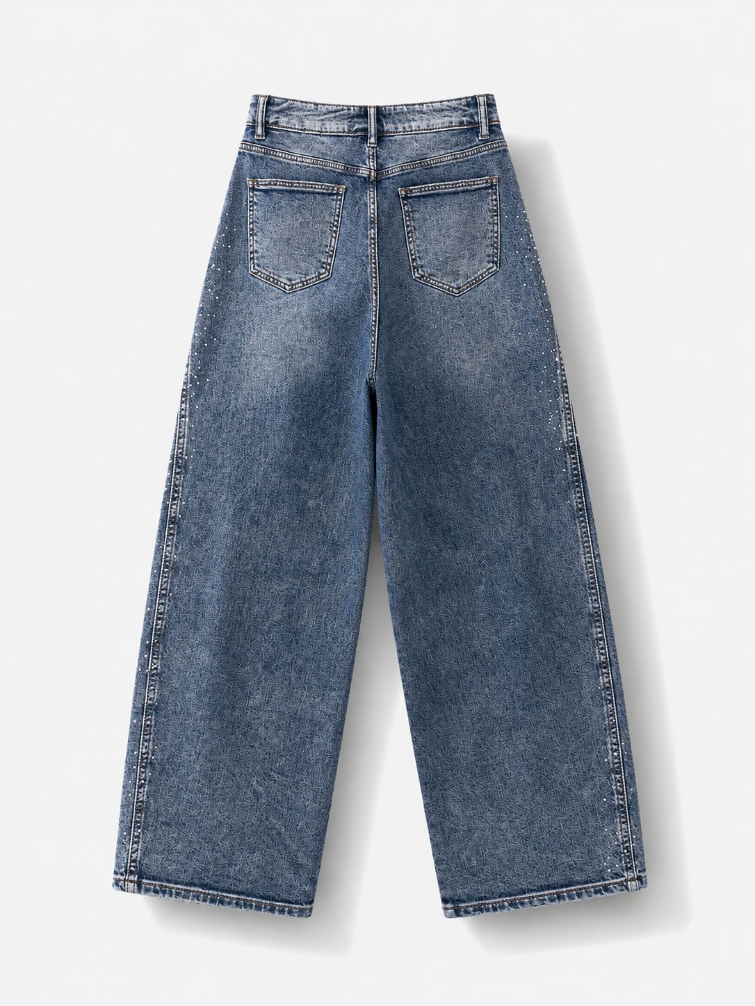 Crystal Embellished Barrel Leg Jeans