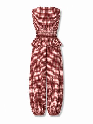 Camel Ghimgham Top & Pant Set (One Size)