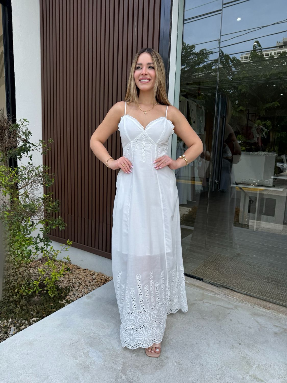 Delicate White Eyelet Maxi Dress